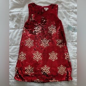 Cat and jack NWT flip sequin girls red dress size medium 7/8